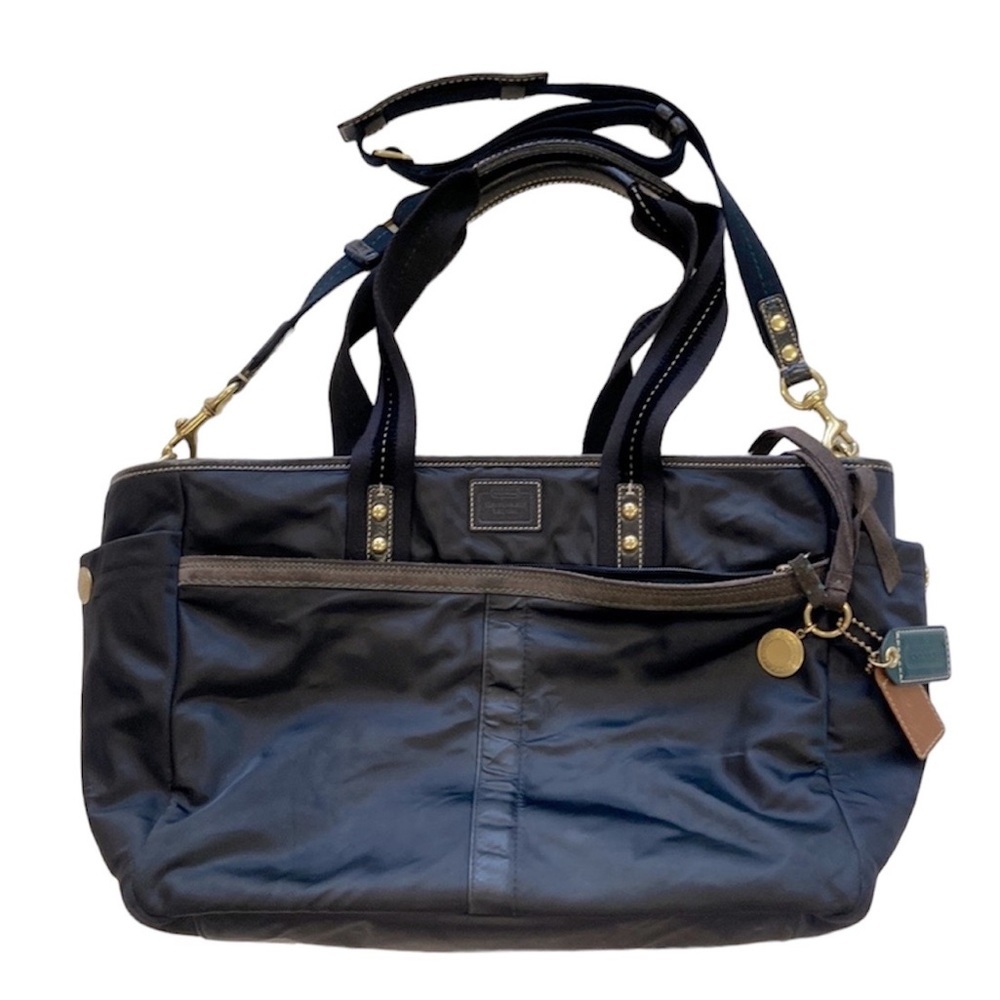 Coach Diaper/All Purpose Bag Black Brown Nylon Leathe… Gem